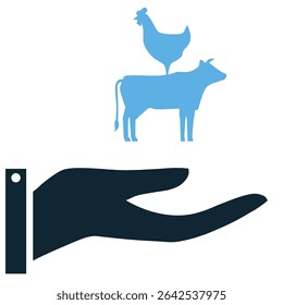 Vetor de ícone de cuidados com animais que ilustra o bem-estar dos animais e a agricultura responsável. Ótimo para conteúdo em serviços veterinários, saúde animal, tratamento ético, reprodução e gestão de animais de fazenda.