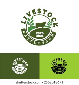 Livestock Cattle Agriculture Animal Farm Ranch Logo Template Vector 