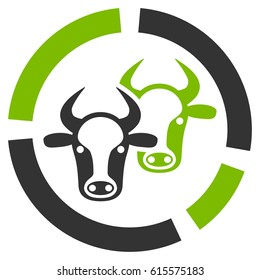 Livestock Diagram vector icon. Flat bicolor eco green and gray symbol. Pictogram is isolated on a white background. Designed for web and software interfaces.