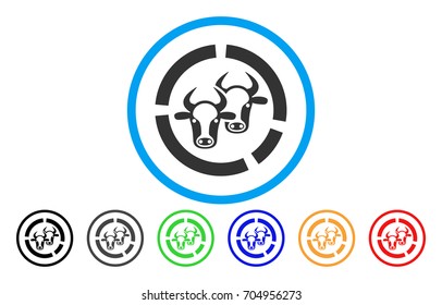 Livestock Diagram vector rounded icon. Image style is a flat gray icon symbol inside a blue circle. Bonus color versions are grey, black, blue, green, red, orange.