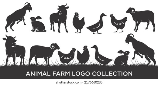 livestock Farm animal icon set logo inspiration, Vector illustration.