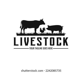 Livestock farm animal logo design template, vector illustration.