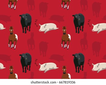 Livestock Farm Animals Seamless Wallpaper yorkshire angus appaloosa
