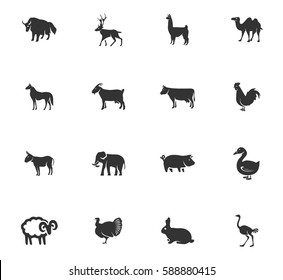 livestock and farm animals vector icons for user interface design