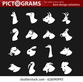 livestock and farm animals vector icons for user interface design