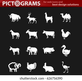 livestock and farm animals vector icons for user interface design