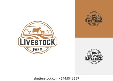 Livestock Farm badge Land logo with vintage emblem Agriculture Design Vector Illustration Logo template