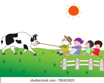 Livestock farmers who take care of cattle.Children also help.

