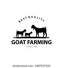 Livestock Goat Logo, Simple Farming Silhouette Design Product Brand Templet Illustration