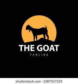 Livestock Goat Logo, Simple Farming Silhouette Design Product Brand Templet Illustration