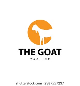 Livestock Goat Logo, Simple Farming Silhouette Design Product Brand Templet Illustration