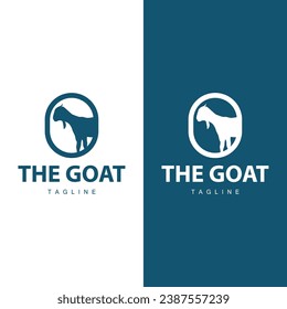 Livestock Goat Logo, Simple Farming Silhouette Design Product Brand Templet Illustration