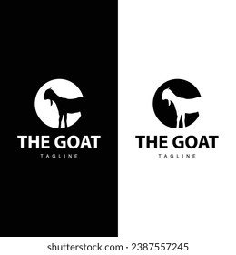 Livestock Goat Logo, Simple Farming Silhouette Design Product Brand Templet Illustration