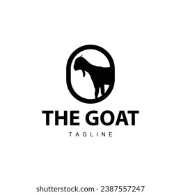Livestock Goat Logo, Simple Farming Silhouette Design Product Brand Templet Illustration