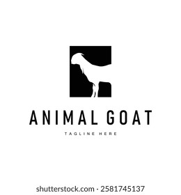 Livestock Goat Logo, Simple Farming Silhouette Design Product Brand Templet Illustration
