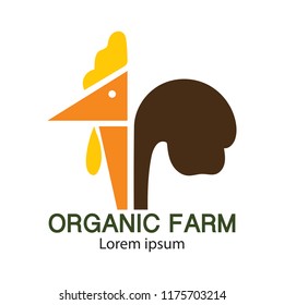 Livestock hens in farm logo vector illustration.