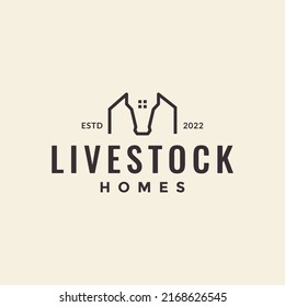 livestock horn with home lines logo design vector graphic symbol icon illustration creative idea