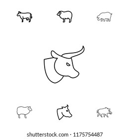 Livestock icon. collection of 7 livestock outline icons such as cow, sheep, hog. editable livestock icons for web and mobile.