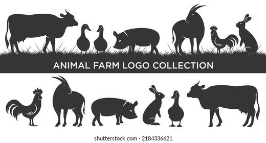 livestock icon set logo inspiration. Farm animal design template. Vector illustration concept