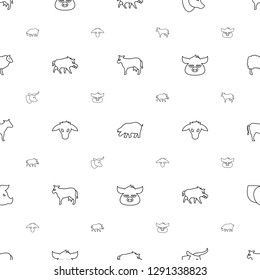 livestock icons pattern seamless white background. Included editable line cow, pig, hog, goat, sheep icons. livestock icons for web and mobile.