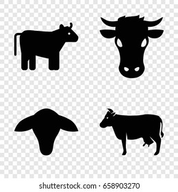 Livestock icons set. set of 4 livestock filled icons such as cow