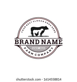 Livestock Logo Design. Farm Animal Logo Template. Vector Illustration Concept 