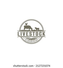 livestock logo template vector in white background