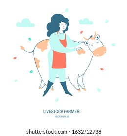 Livestock medical insurance hand drawn flat vector illustration
