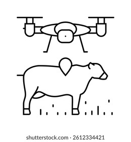 livestock monitoring robot harvests line icon vector. livestock monitoring robot harvests sign. isolated contour symbol black illustration