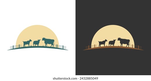 livestock sheep cow cattle logo vector illustration