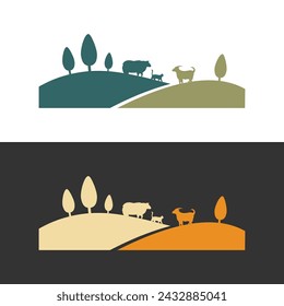 livestock sheep goat valley logo cattle vector illustration