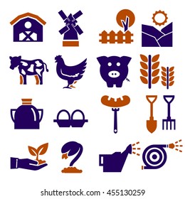 livestock, stockyard icon set