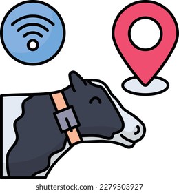 Livestock Tracker with Location Concept Vector Icon Design, dairy farm digital transformation symbol, e-agriculture Sign, digital agricultural revolution stock illustration