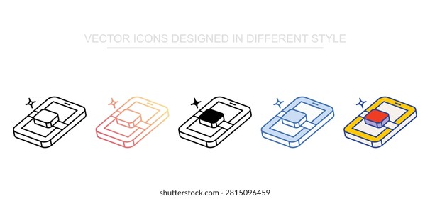 Livestock Tracking Icon Set Isolated on White Background Illustration