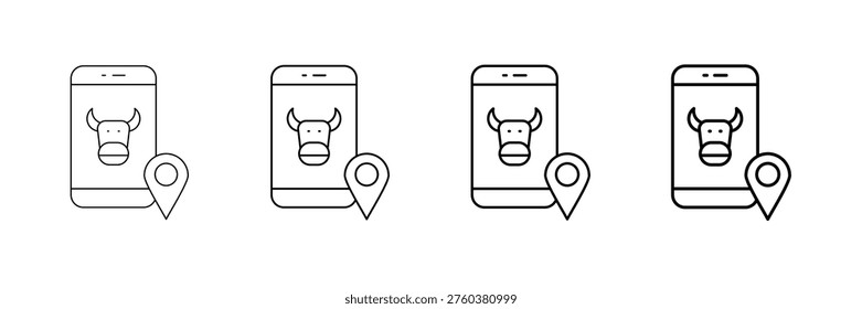 Livestock Tracking Icons Vector Set In Different Stroke Line Style