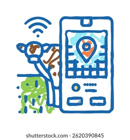 livestock tracking smart farm doodle icon sketch vector. livestock tracking smart farm sign. isolated symbol illustration