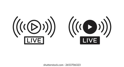 Livestream icon design element. Editable stroke. Vector