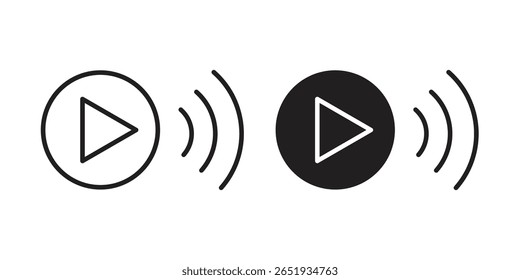 Livestream icon. Flat and stroke versions. Graphic elements.