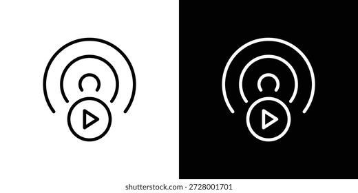Livestream icon. Isolated object on a black and white background.
