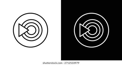 Icono de transmisión en vivo. Símbolo plano simple. Ilustración de pictograma de contorno negro perfecto