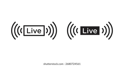 Forma de símbolo de icono de transmisión en vivo. símbolos de Vector.