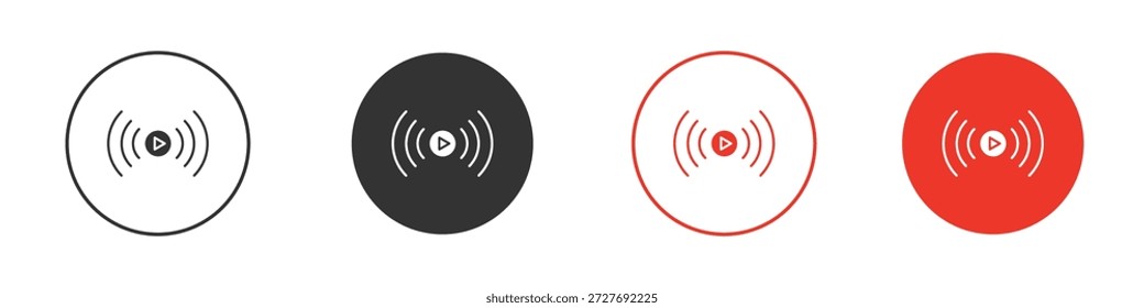 Símbolo de icono de transmisión en directo. Diseño simple y plano para Web o App móvil. Logotipo de Ilustración vectorial mínima.