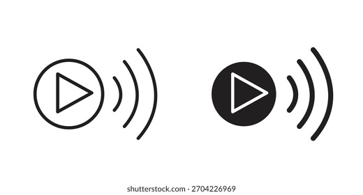 Ícone Livestream em traçado fino e estilo plano.