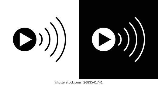 Gráficos vetoriais de ícone do Livestream. Conjunto de vetor preto sólido plano