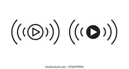 Livestream-Symbol, Vektorgrafik. Flaches Design. Grafikdesign, Vektorsymbole.