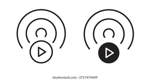 Iconos de transmisión en vivo. Píxel perfecto. Icono de contorno de Vector. Concepto de logotipo plano.