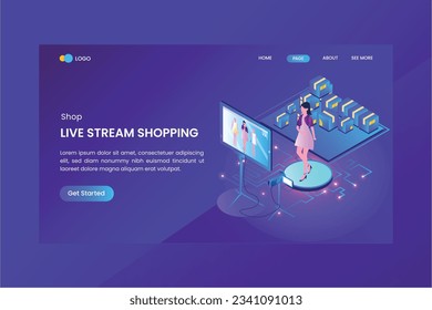 Livestream Shopping Isometric Concept Landing Page