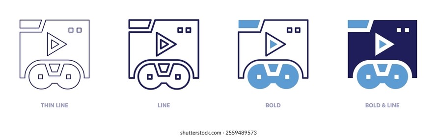 Livestreaming icon in 4 different styles. Thin Line, Line, Bold, and Bold Line. Duotone style. Editable stroke.