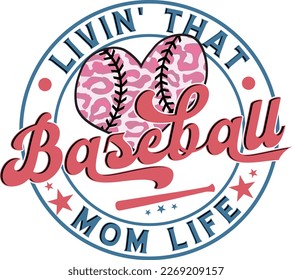 Livin' das Baseball-Mama-T-Shirt-Design Retro Baseball