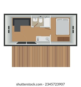 living container 3d house layout drawing